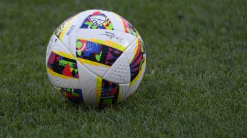 A soccer ball sits on the field during an MLS soccer match between New York City FC and CF Montréal, Wednesday, July 3, 2024, in New York. (AP Photo/Pamela Smith)