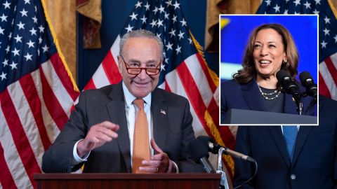 El líder del Senado, Chuck Schumer, destacó la campaña de la vicepresidenta Harris.