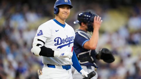 El astro japonés Shohei Ohtani durante el encuentro del viernes entre los Dodgers y los Rays.