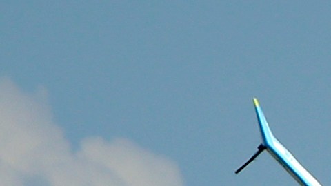 An Airbus Group E-Fan electric aircraft flies during the ILA Berlin Air Show in Berlin, Germany, Tuesday, May 20, 2014. The Berlin Air Show takes place from May 20 until May 25, 2014 . (AP Photo/Michael Sohn)