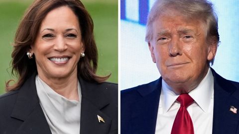 La vicepresidenta Kamala Harris y el expresidente Donald Trump.