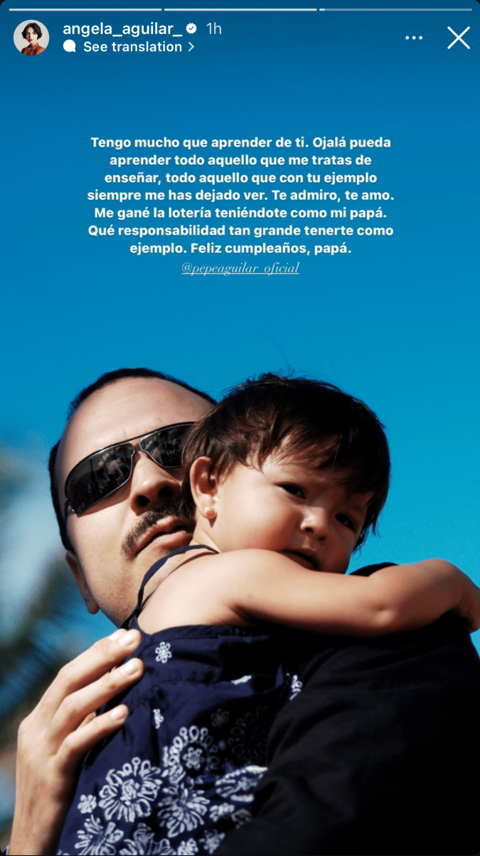 Ángela Aguilar envía un mensaje de cumpleaños a su padre, Pepe Aguilar, por Instagram