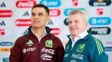 Ciudad de México, 1 de agosto. Rafael Márquez y Javier Aguirre, durante la presentación del nuevo proyecto y cuerpo técnico de la Selección Nacional de México Varonil, celebrada en el Centro de Alto Rendimiento de la FMF. Foto: Imago7/ Eloisa Sánchez