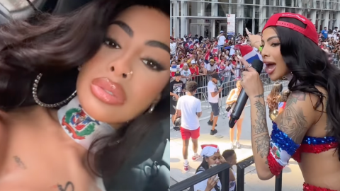 Yailin La Más Viral celebra en el desfile dominicano de NY