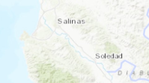 El mapa muestra el epicentro del terremoto de 5.1. magnitud ocurrido a una 15 millas al suroeste de Lamont en California.