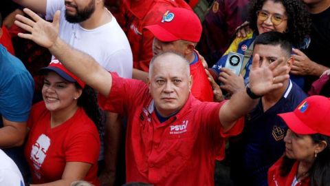 Cabello en una marcha este miércoles en caracas.