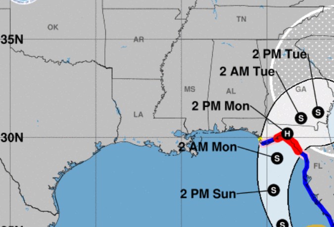 El cono refleja la posible trayectoria de la tormenta, no su tamaño.