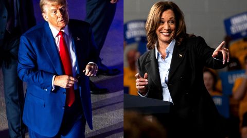 El expresidente Donald Trump y la vicepresidenta Kamala Harris.