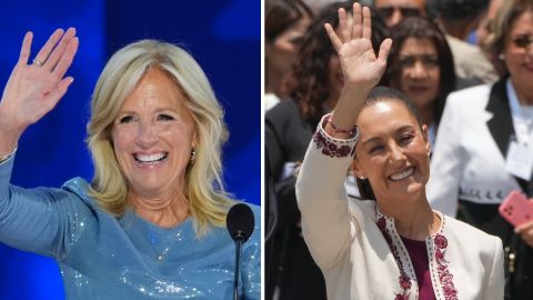 La primera dama Jill Biden y la presidenta electa de México, Claudia Sheinbaum.