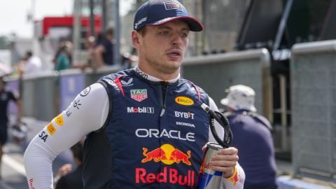 Red Bull driver Max Verstappen of the Netherlands is on his way to the starting grid before the Formula One Italian Grand Prix race at the Monza racetrack, in Monza, Italy, Sunday, Sept. 1, 2024. (AP Photo/Luca Bruno)