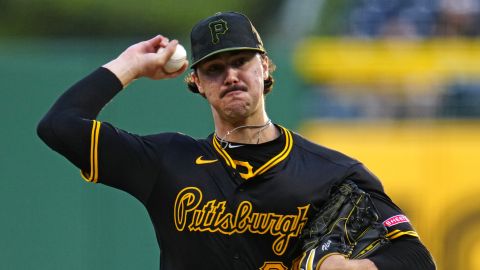 Pittsburgh Pirates starting pitcher Paul Skenes delivers during the first inning of a baseball game against the Miami Marlins in Pittsburgh, Monday, Sept. 9, 2024. (AP Photo/Gene J. Puskar)