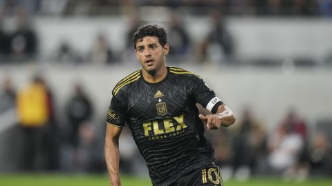 FILE - Los Angeles FC forward Carlos Vela chases the ball during the second half of an MLS soccer match against the Real Salt Lake on Oct. 1, 2023, in Los Angeles. (AP Photo/Jae C. Hong, File)