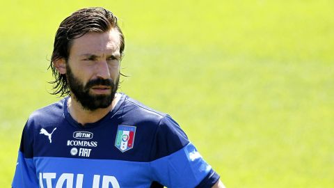 Italian player Andrea Pirlo attends a training session in Coverciano training complex, in Florence, Italy, Tuesday, May 20 , 2014. The Azzurri will train for three days this week then resume full-time preparation next Monday. In Brazil, Italy is in Group D with England, Uruguay and Costa Rica. (AP Photo/Fabrizio Giovannozzi)