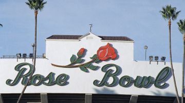 Rose Bowl sign from front of stadium on Dec. 16, 1995 in Pasadena, California. (AP Photo/Chris Martinez)