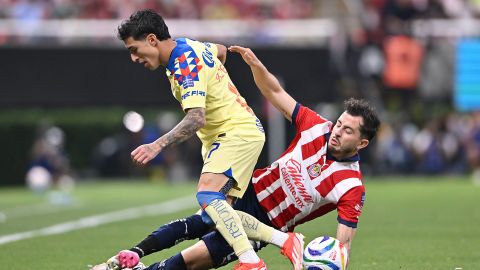 Guadalajara, Jalisco a 15 de Mayo del 2024. @@@ durante el partido de ida de la Semifinal del torneo Clausura 2024 de la Liga BBVA MX, entre las Chivas rayadas de Guadalajara y las águilas del América, celebrado en el estadio Akron. Foto: Imago7/ Etzel Espinosa