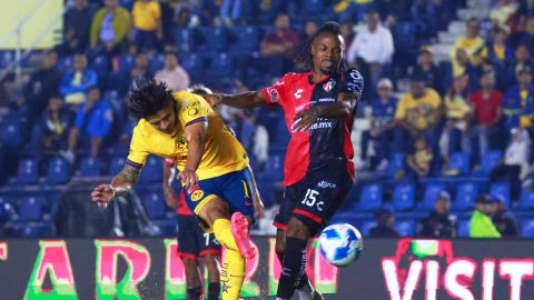 Ciudad de México a 17 de septiembre de 2024. Víctor Dávila en festejo de gol, durante el partido correspondiente a la jornada 8 del torneo Apertura 2024 de la Liga BBVA MX, entre las Águilas del América y los rojinegros del Atlas, realizado en el estadio Ciudad de los Deportes. Foto: Imago7 / Manlio Contreras