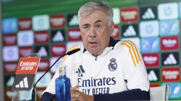 MADRID, 23/09/2024.-El entrenador del Real Madrid Carlo Ancelotti, durante la rueda de prensa tras el entrenamiento en la Ciudad Deportiva de Valdebebas, previo del partido liguero frente al Alavés.-EFE/ Rodrigo Jiménez