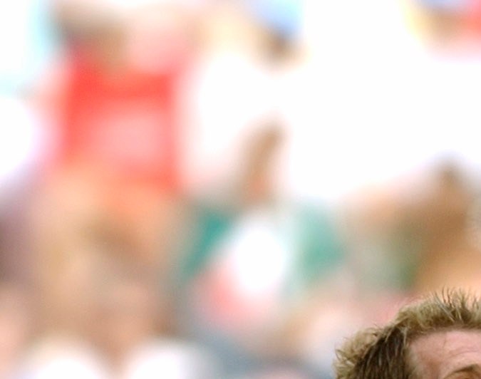 Mexico's Jared Borgetti, right, goes for the ball against USA's Gregg Berhalter during action in their 2002 World Cup second round playoff soccer match at the Jeonju World Cup Stadium at Jeonju, South Korea, Monday, June 17, 2002. (AP Photo/Amy Sancetta)
