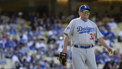 Fernando Valenzuela con su legendario número 34.