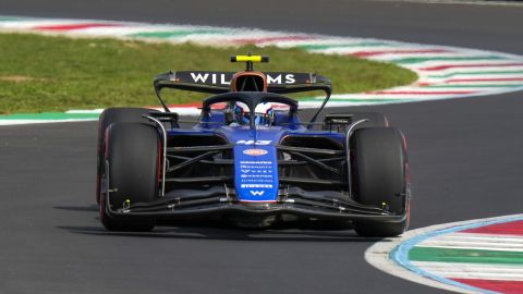 Williams driver Franco Colapinto of Argentina steers his car during the third free practice ahead of the Formula One Italian Grand Prix race at the Monza racetrack, in Monza, Italy, Saturday, Aug. 31, 2024. (AP Photo/Luca Bruno)