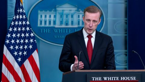 El asesor de seguridad nacional de la Casa Blanca, Jake Sullivan, durante la conferencia de prensa.