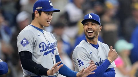 Dos de las grandes estrellas que veremos en la Serie Mundial: Shohei Ohtani y Mookie Betts.