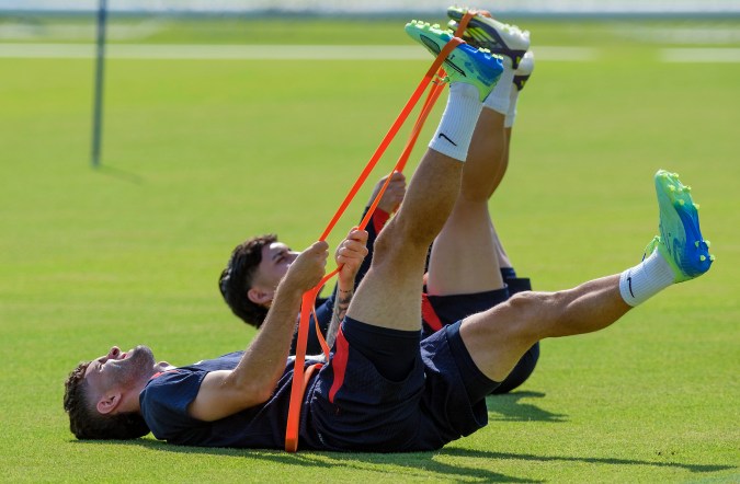 Christian Pulisic en un entrenamiento de la Selección de Estados Unidos durante la presente concentración para la doble fecha de partidos amistosos.