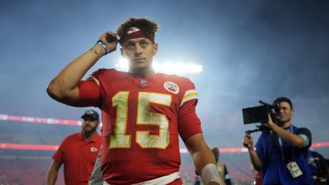 Kansas City Chiefs quarterback Patrick Mahomes walks off the field after an NFL football game against the New Orleans Saints Monday, Oct. 7, 2024, in Kansas City, Mo. (AP Photo/Charlie Riedel)