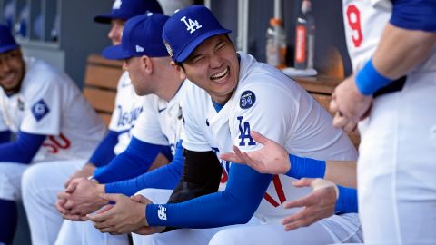 El astro japonés Shohei Ohtani está disfrutando al máximo de su primera experiencia en una postemporada de las Grandes Ligas.