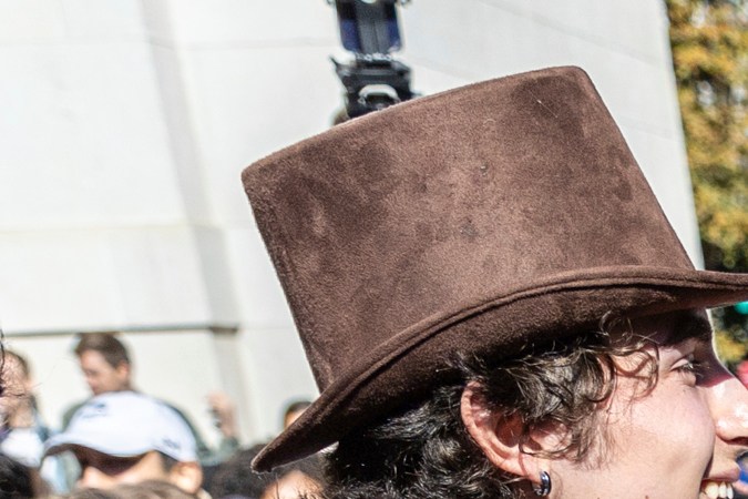 Contestants gather for the Timothee Chalamet lookalike contest in Washington Square Park, Sunday, Oct. 27, 2024, in New York. (AP Photo/Stefan Jeremiah)