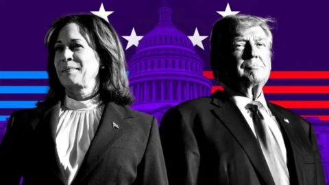 La candidata demócrata Kamala Harris y el candidato republicano Donald Trump.