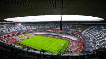 Ciudad de México, 15 de mayo de 2021. Panorámica del estadio, durante el partido de vuelta de los Cuartos de Final del torneo Guard1anes Clausura 2021 de la Liga BBVA MX, entre la Máquina Celeste de la Cruz Azul y Los Diablos Rojos de Toluca, celebrado en el estadio Azteca. Foto: Imago7/Alejandra Suárez