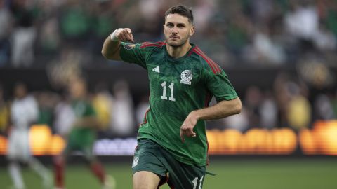 Inglewood, California, Estados Unidos, 16 de julio de 2023. Santiago Giménez en festejo de gol, durante el partido de la Final de la Copa Oro de la CONCACAF 2023, entre la Selección Nacional de México y la selección de Panamá, celebrado en el SoFi Stadium. Foto: Imago7/ Rafael Vadillo