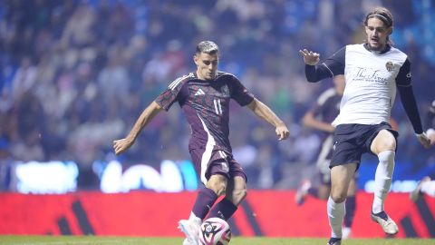 Puebla, Puebla, 12 de octubre de 2024. Germán Berterame, durante un partido amistoso internacional, entre la Selección Nacional de México y el Valencia CF, celebrado en el estadio Cuauhtémoc. Foto: Imago7/ Rafael Vadillo