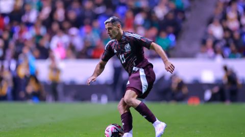 Germán Berterame durante el partido amistoso entre la Selección de México y el Valencia celebrado en el estadio Cuauhtémoc de Puebla.