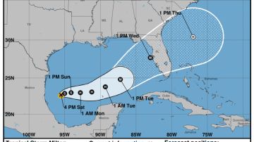 El cono muestra el posible paso de la tormenta tropical Milton pero no refleja su intensidad.