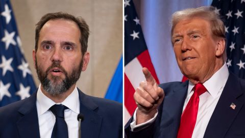 El fiscal especial Jack Smith y el presidente electo Donald Trump.
