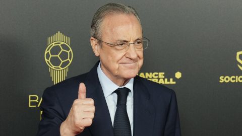 FILE - Real Madrid president Florentino Perez poses for a picture prior the 66th Ballon d'Or ceremony at Theatre du Chatelet in Paris, France, Monday, Oct. 17, 2022. The European Union’s top court has ruled UEFA and FIFA acted contrary to EU competition law by blocking plans for the breakaway Super League. The case was heard last year at the Court of Justice after Super League failed at launch in April 2021. UEFA President Aleksander Ceferin called the club leaders “snakes” and “liars.” (AP Photo/Francois Mori, File)