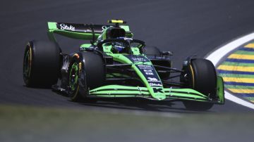 Kick Sauber driver Guanyu Zhou, of China, steers his car during the first free practice ahead of the Brazilian Formula One Grand Prix, at the Interlagos racetrack in Sao Paulo, Brazil, Friday, Nov. 1, 2024. (AP Photo/Ettore Chiereguini)