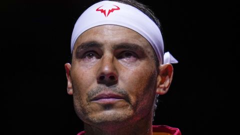 Rafael Nadal durante la ceremonia previa a los cuartos de final de la Copa Davis entre España y Países Bajos.