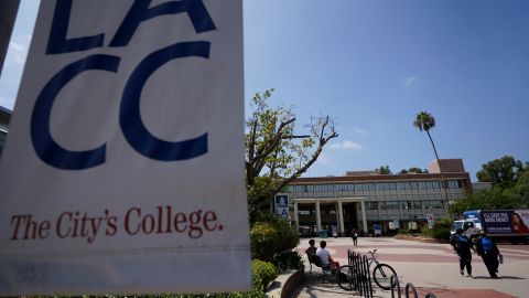 The Los Angeles City College campus is seen in Los Angeles, Thursday, Sept. 2, 2021. Officials have detected more than 65,000 fake financial aid applications to California community colleges in what is believed to be a massive attempted financial aid scam. The Los Angeles Times reports Thursday that the fraudulent applications were filed at most of the system's 116 campuses on behalf of first-time applicants who were older than 30 and earned less than $40,000. A student aid official detected the applications on a routine check of federal financial aid records while faculty members were flagging unusual surges in class enrollment that they suspected could be driven by fake students or bots. (AP Photo/Damian Dovarganes)