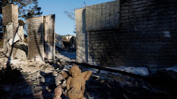 Camarillo (Usa), 08/11/2024.- Remnants of a home remain after it was destroyed in the Mountain Fire, in Camarillo, California, USA, 08 November 2024. The fire has burned across more than 20,000 acres and destroyed over 100 structures, including mostly homes, since it began on 06 November according to the California Department of Forestry and Fire Protection (CAL FIRE). EFE/EPA/CAROLINE BREHMAN