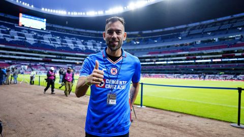 Ciudad de México, 9 de julio de 2022. César Delgado, durante el partido de la jornada 2 del torneo Apertura 2022 de la Liga BBVA MX, entre la Máquina Celeste del Cruz Azul y los Tuzos del Pachuca, celebrado en el Estadio Azteca. Foto: Imago7/ Rafael Vadillo