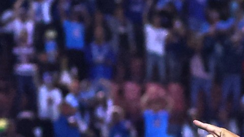 Ciudad de México, 23 de octubre de 2024. Lorenzo Faravelli en festejo de gol, durante el partido correspondiente a la jornada 13 del torneo Apertura 2024 de la Liga BBVA MX, entre la Máquina Celeste del Cruz Azul y los Bravos del FC Juárez, realizado en el estadio Ciudad de los Deportes. Foto: Imago7/ Manlio Contreras