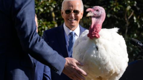 El presidente Joe Biden indultó al pavo nacional del Día de Acción de Gracias durante una ceremonia en el jardín sur de la Casa Blanca.