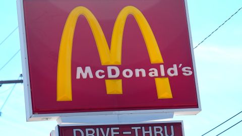 The company logo adorns a sign as it stands along South Broadway near a McDonald's drive-thru Wednesday, Oct. 23, 2024, in Littleton, Colo. (AP Photo/David Zalubowski)