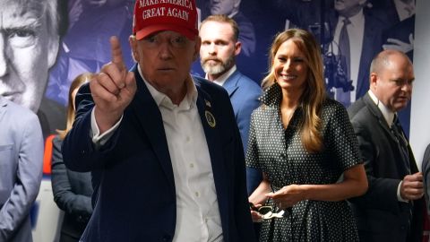 Republican presidential nominee former President Donald Trump visits his campaign headquarters, Tuesday, Nov. 5, 2024, in West Palm Beach, Fla. (AP Photo/Evan Vucci)