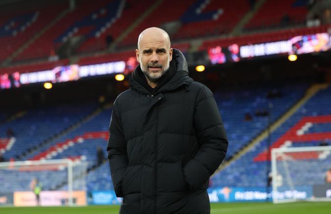 El entrenador español Pep Guardiola después del partido que el Manchester City igualó ante el Crystal Palace (2-2) este fin de semana por la Premier League.
