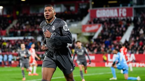 El francés Kylian Mbappé llegó a nueve goles en 15 partidos disputados con el Real Madrid esta temporada en LaLiga.