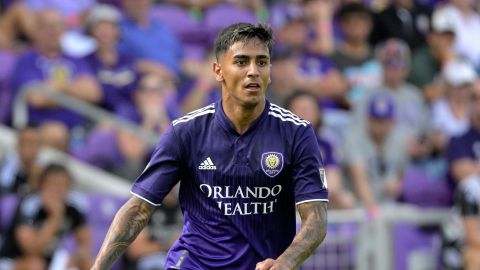 Orlando City midfielder Facundo Torres (17) during the second half of an MLS soccer match against CF Montreal, Sunday, Feb. 27, 2022, in Orlando, Fla. (AP Photo/Phelan M. Ebenhack)